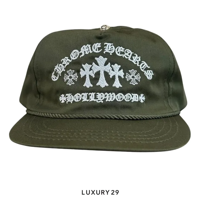 Chrome Hearts Triple Cross Embroidered Cap Khaki