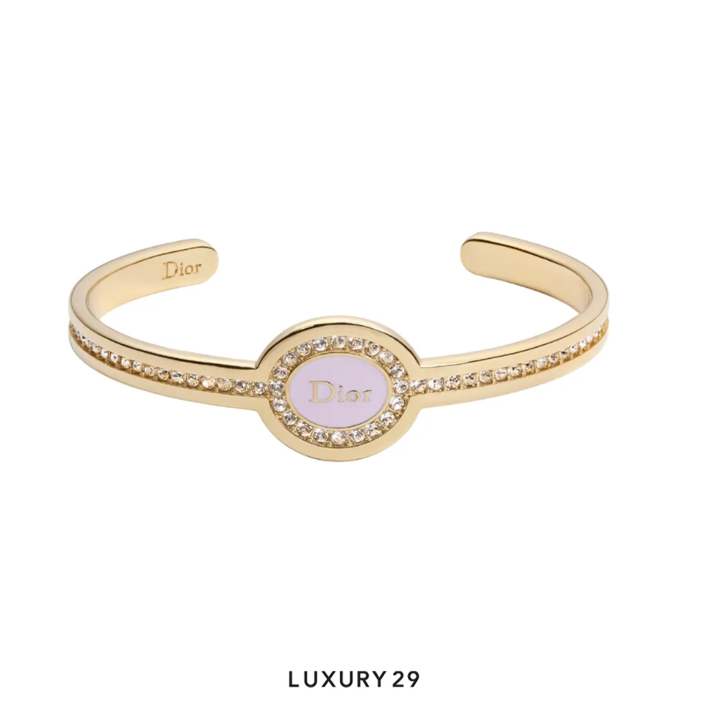 Dior Core Bangle Gold-Finish Metal, Crystals and Rose Tendre Lacquer(Free Size, Pink)