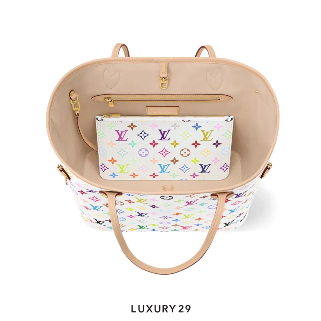 Louis Vuitton LV x TM Neverfull MM bag Multicolor/White(Medium, White)