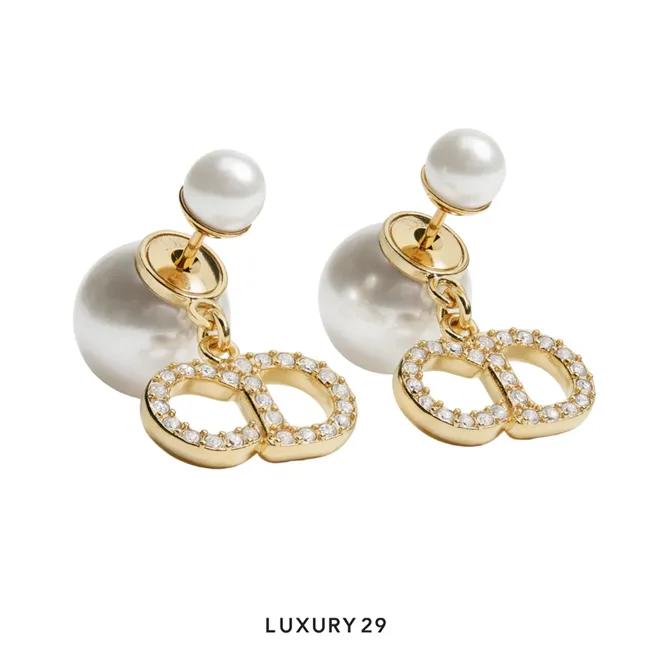 Dior Tribales Earrings Gold White Resin Pearls And Crystals
