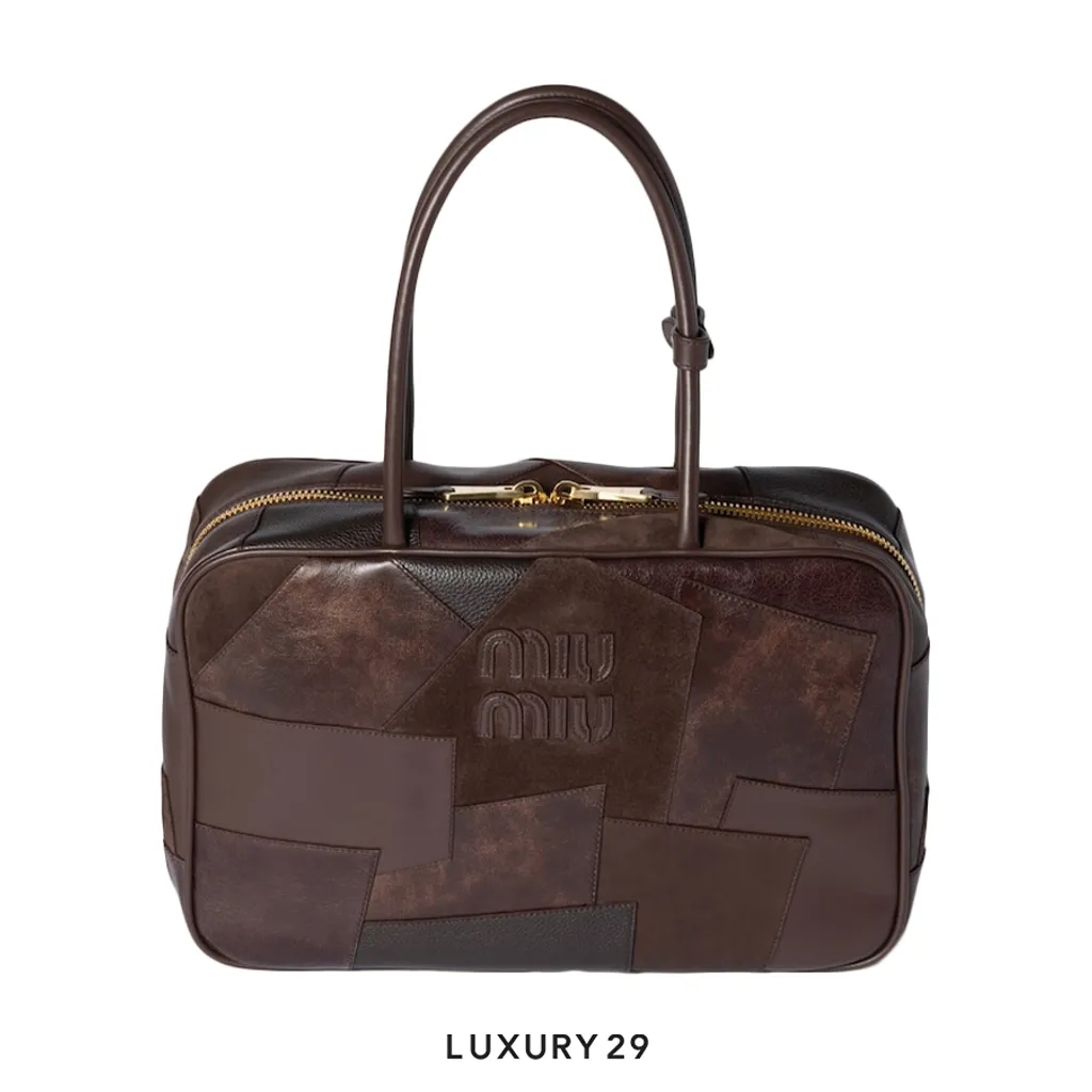 Miu Miu Leather patchwork Beau bag Radica(Medium, Brown)