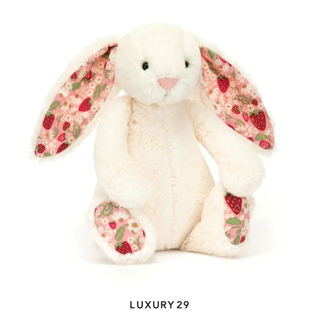 JellyCat Blossom Cream Bunny Berry(Medium, White)