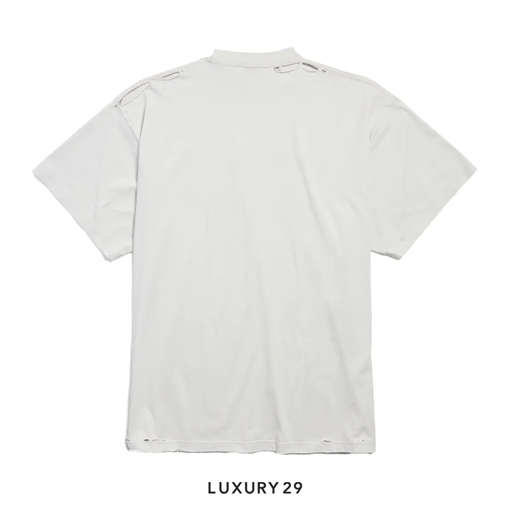 Balenciaga Men's 3b Liquefied T-shirt Oversized in White(S, White)