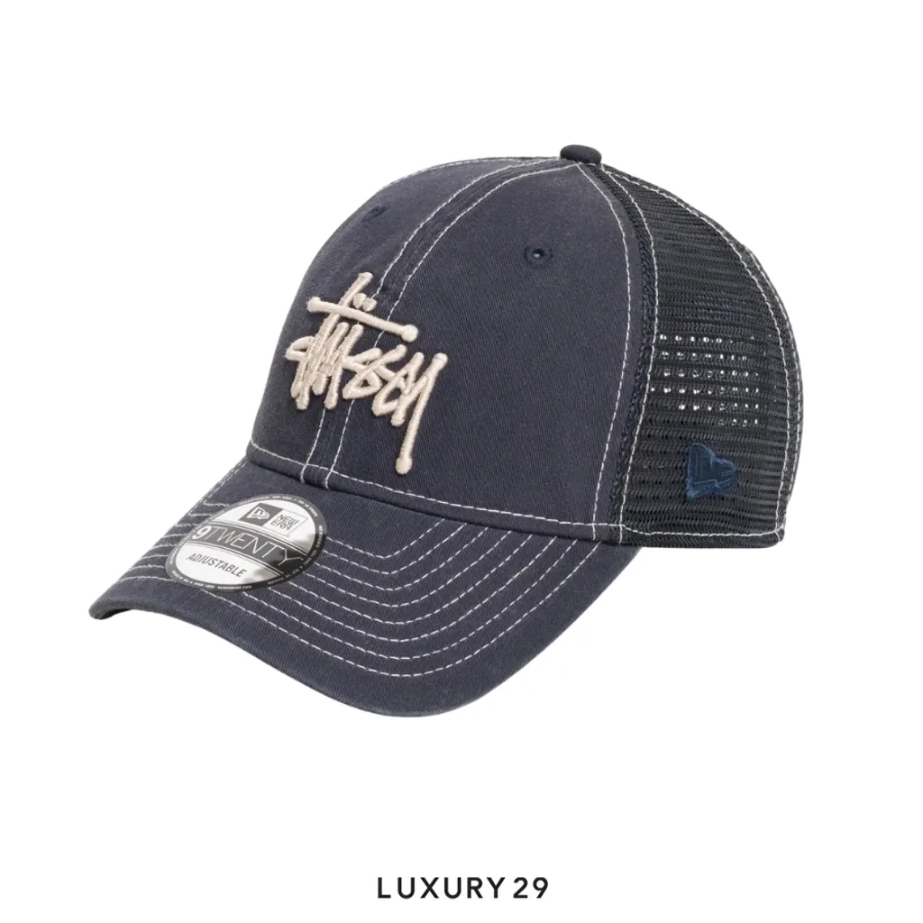 STUSSY 9TWENTY WASHED BASIC TRUCKER NAVY(Free Size, Blue)