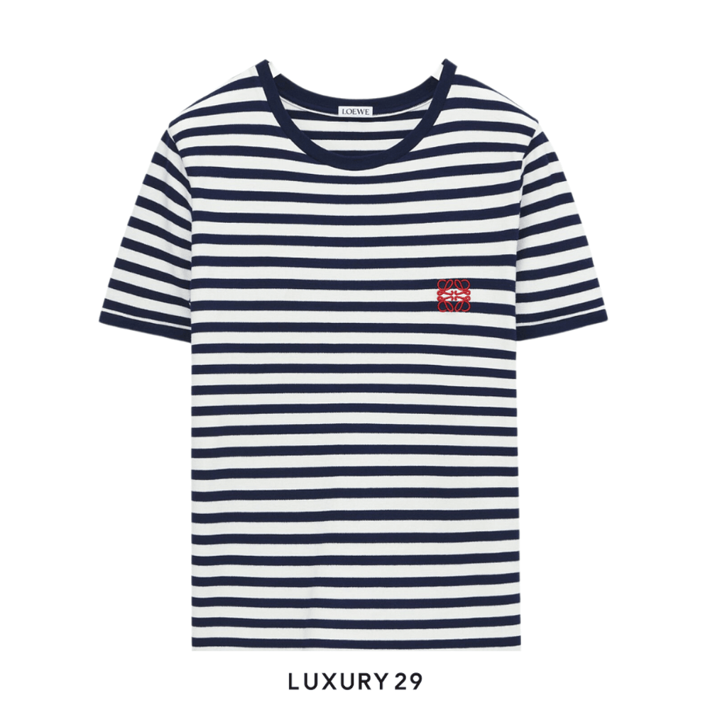 Loewe Slim fit T-shirt in viscose blend White/Navy(S, Blue)