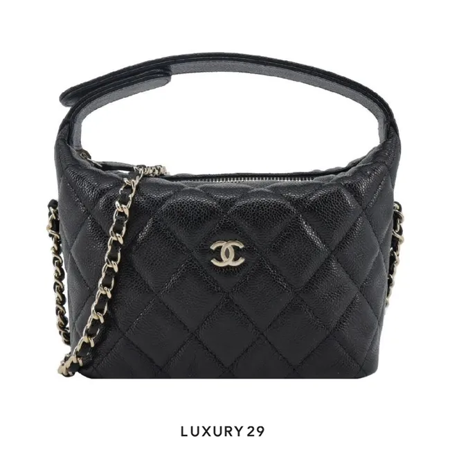 Chanel Clutch With Chain Grained Shiny Calfskin & Gold-Tone Metal Black
