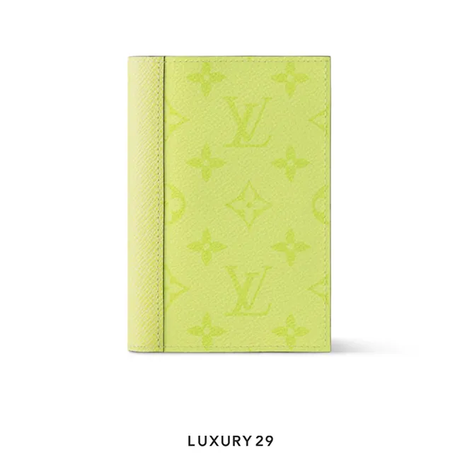 Louis Vuitton LV Passport Cover Monogram coated canvas and Taiga cowhide leather Lemon Yellow