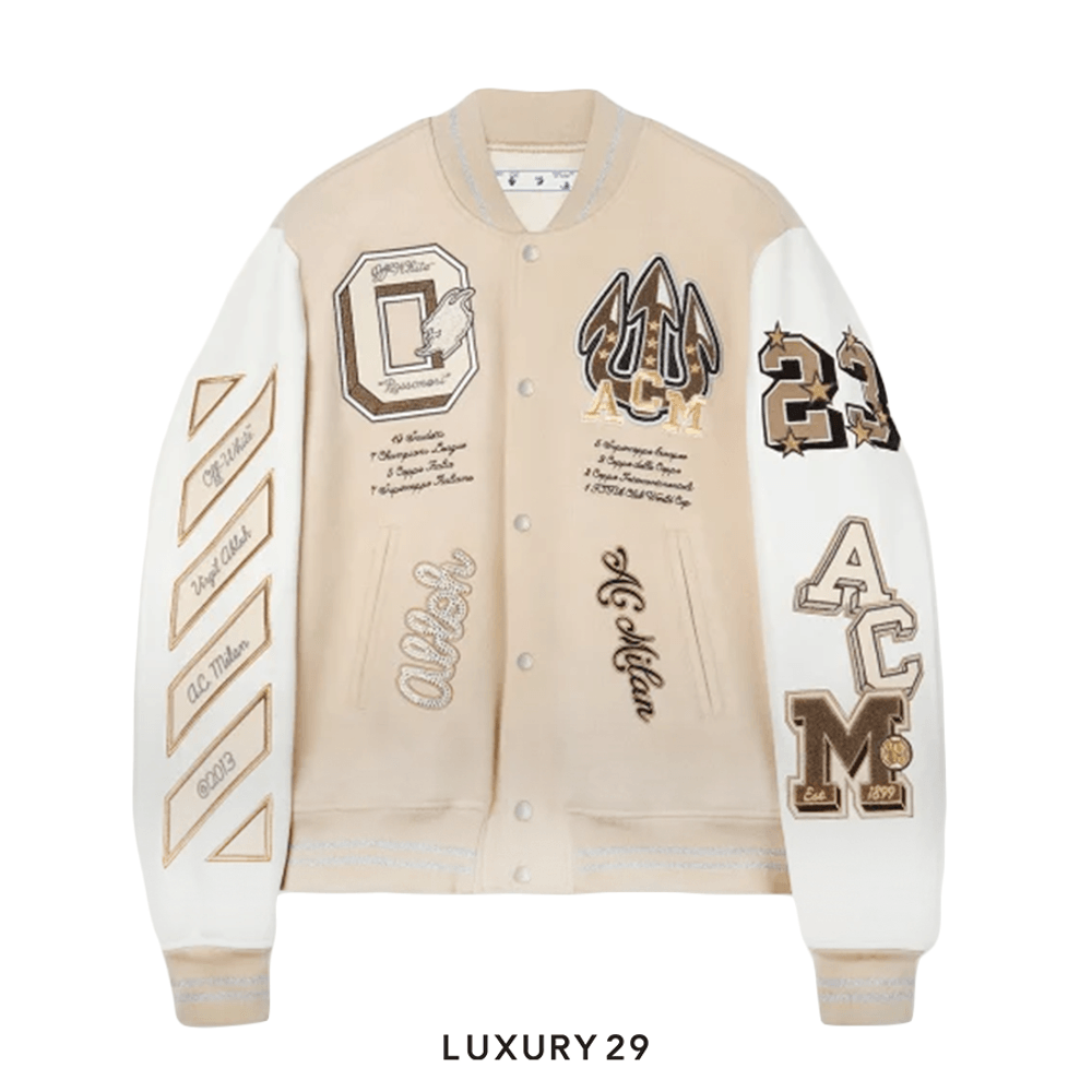 Off-White C/O AC Milan Varsity Jacket(XL, Neutrals)