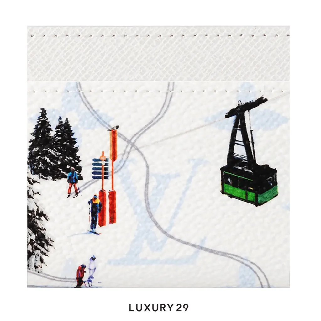 Louis Vuitton LV Double Card Holder Colored Monogram Canvas Ski White(Small, White)