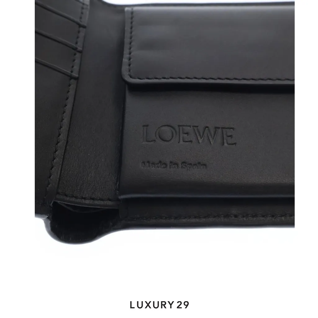 LOEWE Signature bi-fold coin wallet Black Gray(Free Size, Grey)