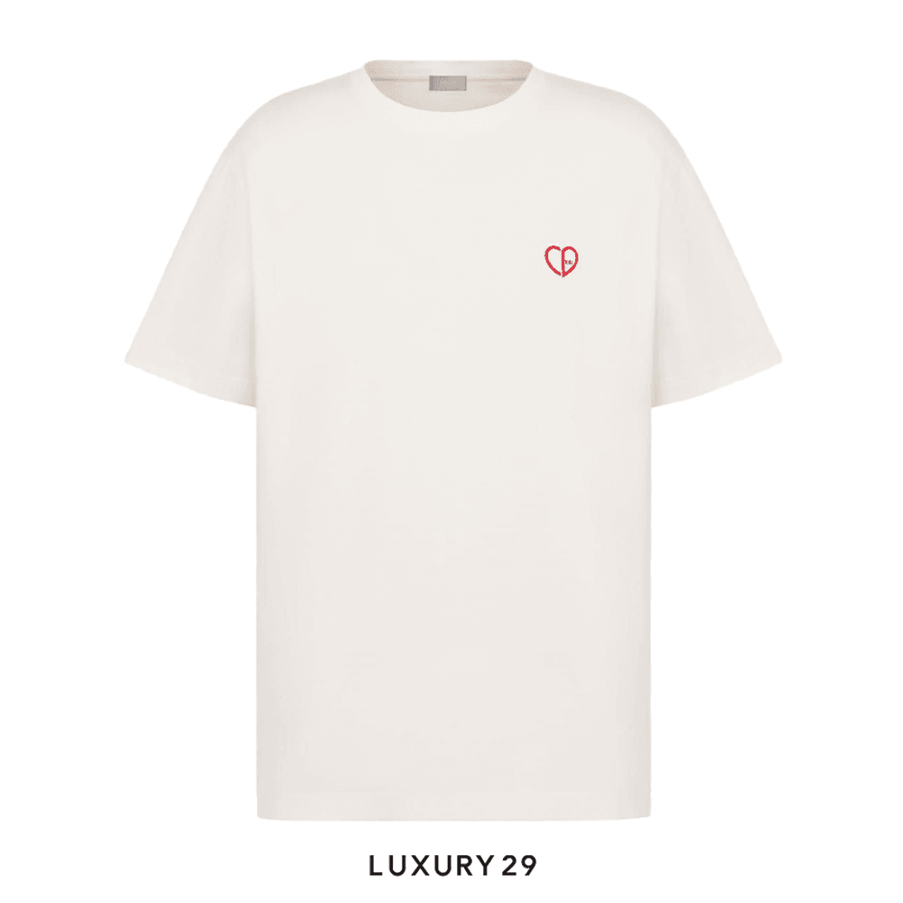Dior Heart Relaxed-Fit T-Shirt Blanc(M, White)