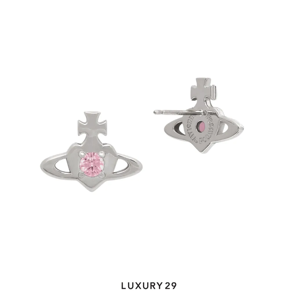 Vivienne Westwood Noella Earrings SS26 PI U Platinum/ Pink CZ(Free Size, Pink)