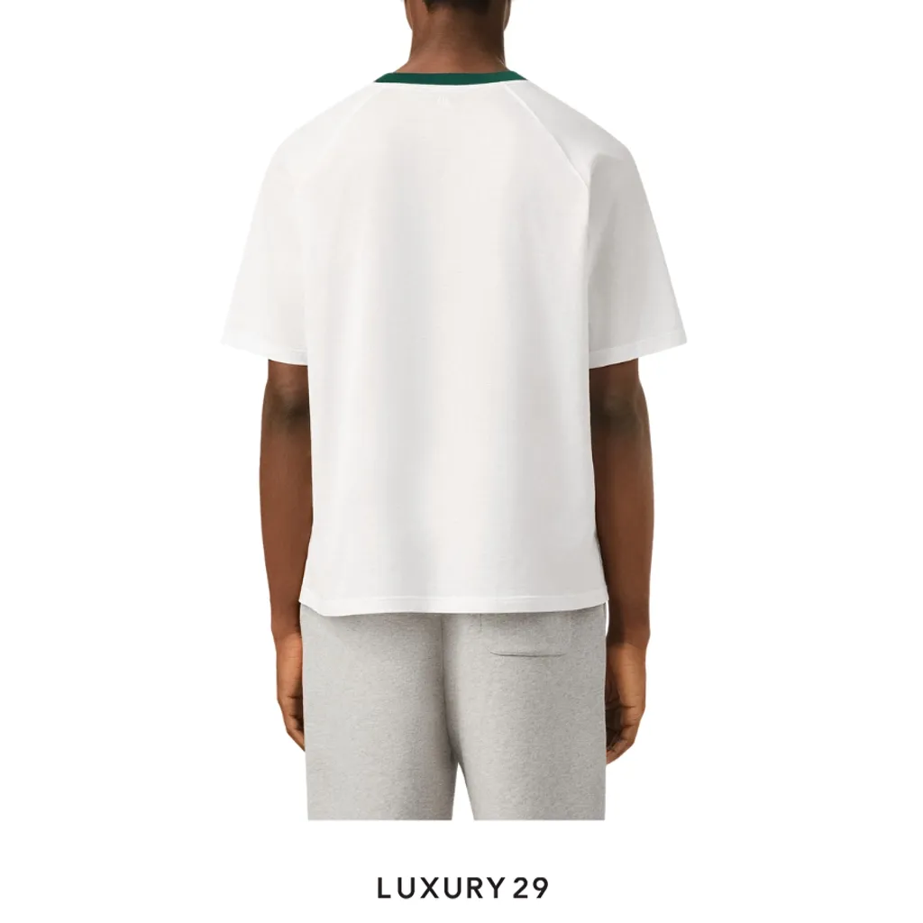 Ami De Coeur Short sleeves T-Shirt in Mercerized Jersey Natural White/Fir Green(S, White)