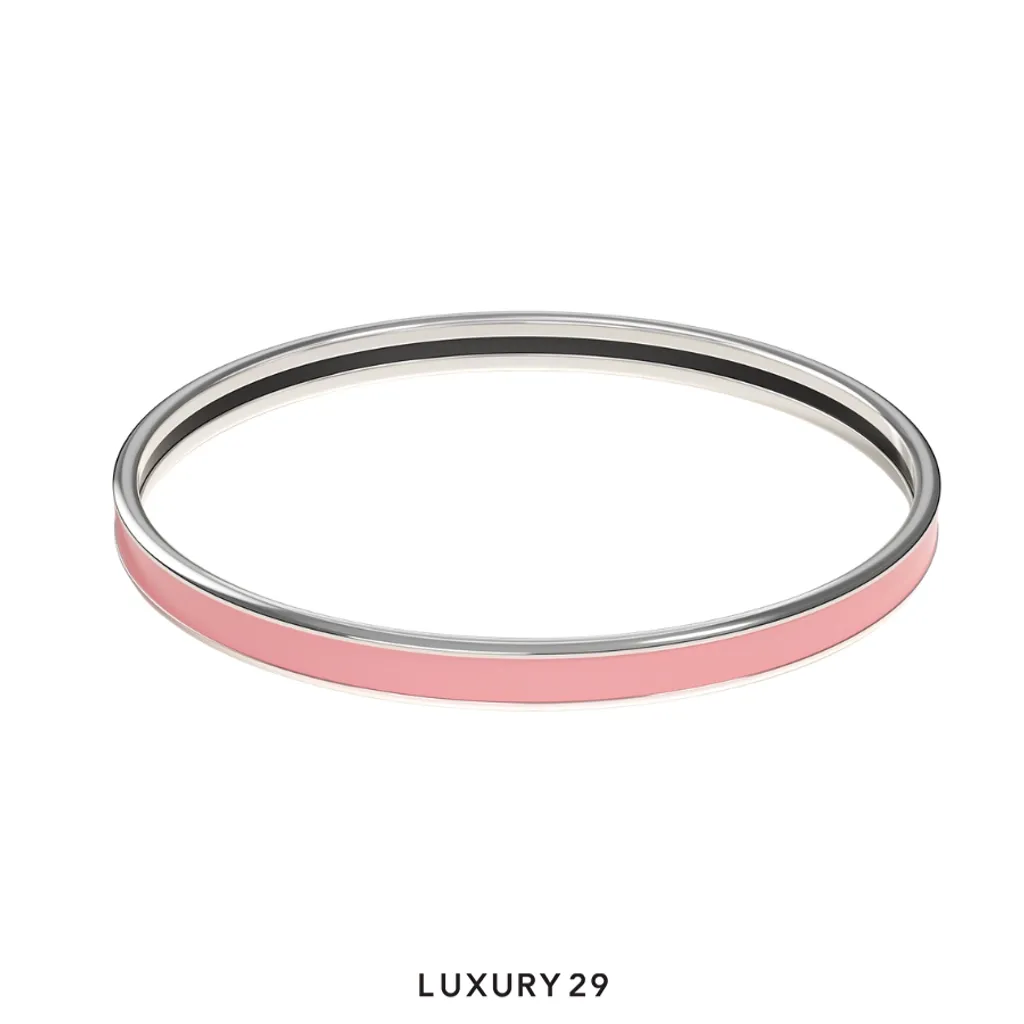 Hermes Uni bangle Silver Hardware Bracelet Rose Fever(Free Size, Pink)