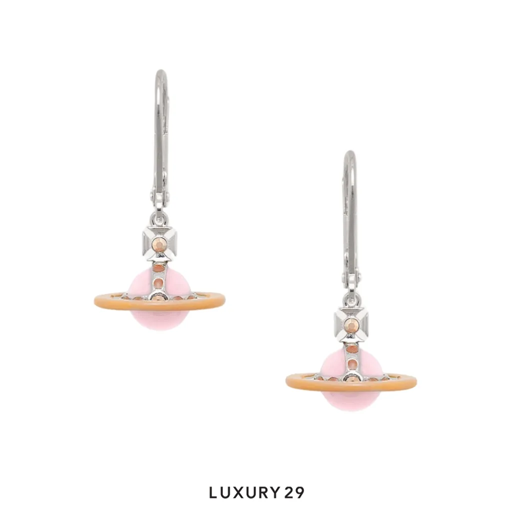 Vivienne Westwood petite original orb earings platinum mandarin milky(Free Size, Orange)