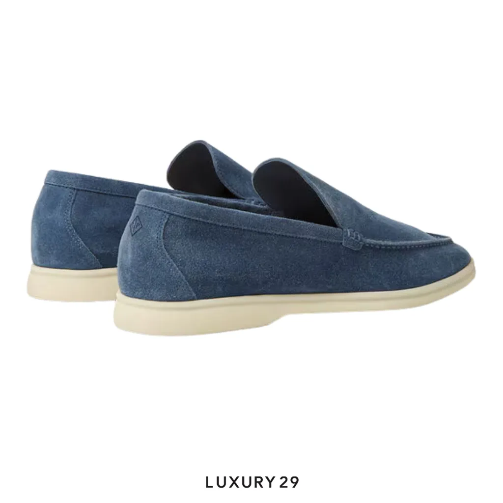 Loro Piana Summer Walk Loafer Suede Black Figs(43, Blue)