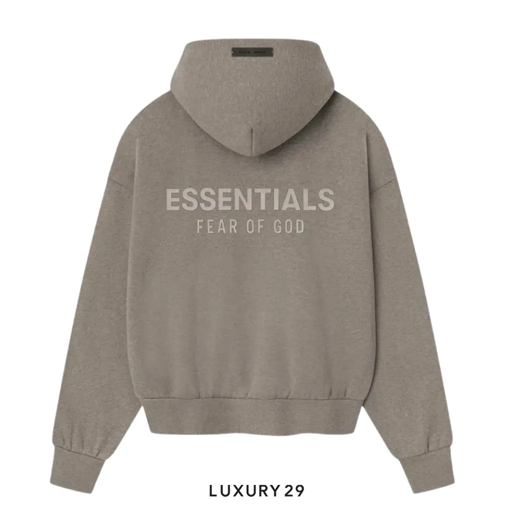 Fear of God Essentials Classic Fit Fleece Hoodie Homestead Heather(XS, Grey)