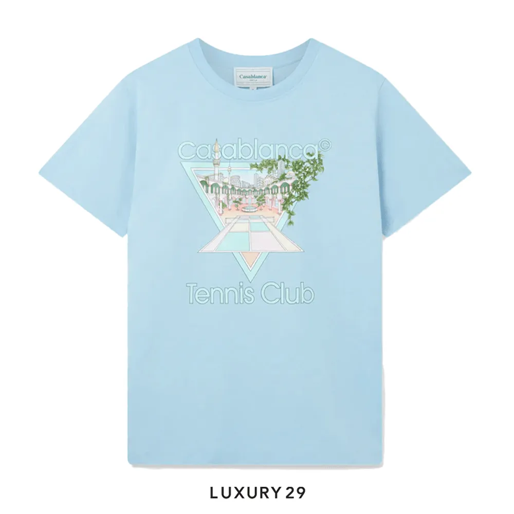 Casablanca Tennis Club Icon T-Shirt pale blue(XL, Blue)