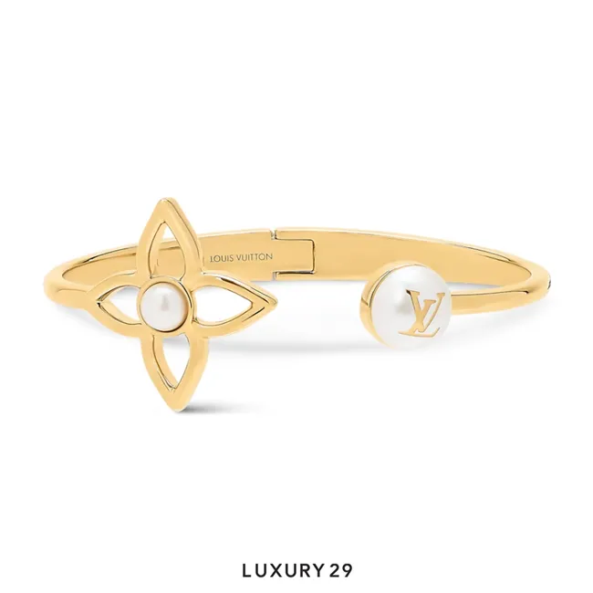 Louis Vuitton LV Pearly Flower Bracelet Gold  (M)