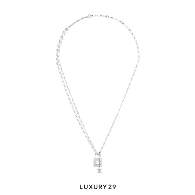 Celine Triomphe Lock necklace Silver
