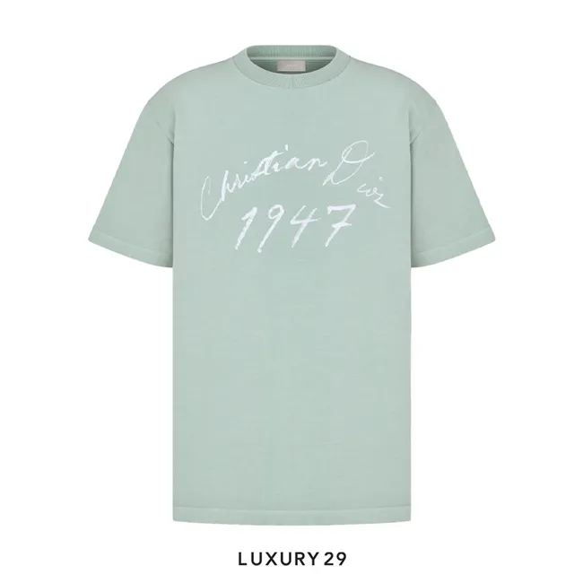 Dior Handwritten Cotton Jersey T Shirt Mens Blue