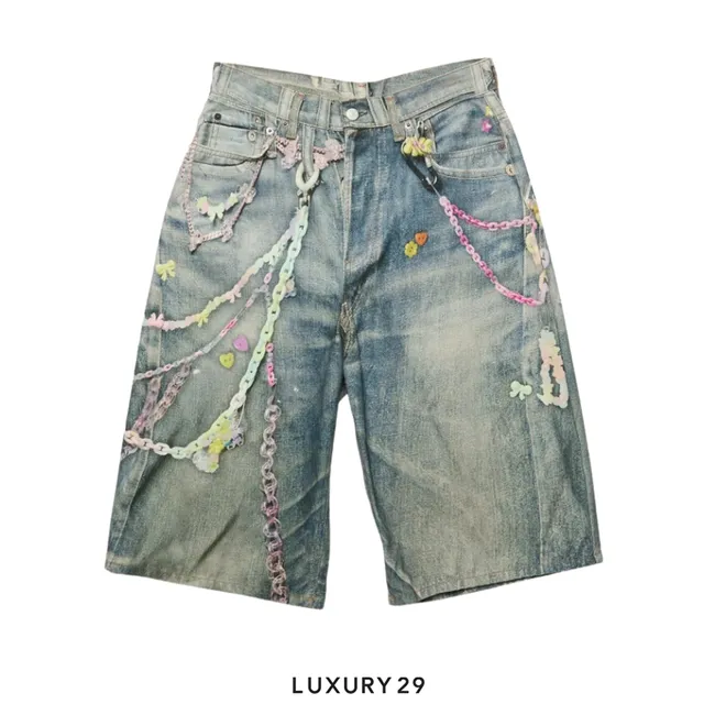 Acne Studios Denim shorts - loose fit Mid Blue