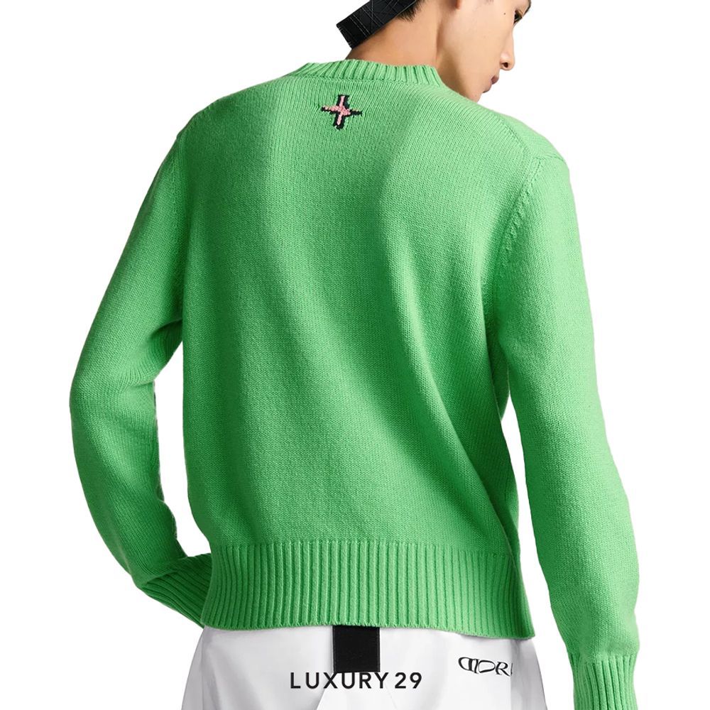 DIOR AND LEWIS HAMILTON Sweater Green Virgin Wool and Cashmere Intarsia(L, Green)
