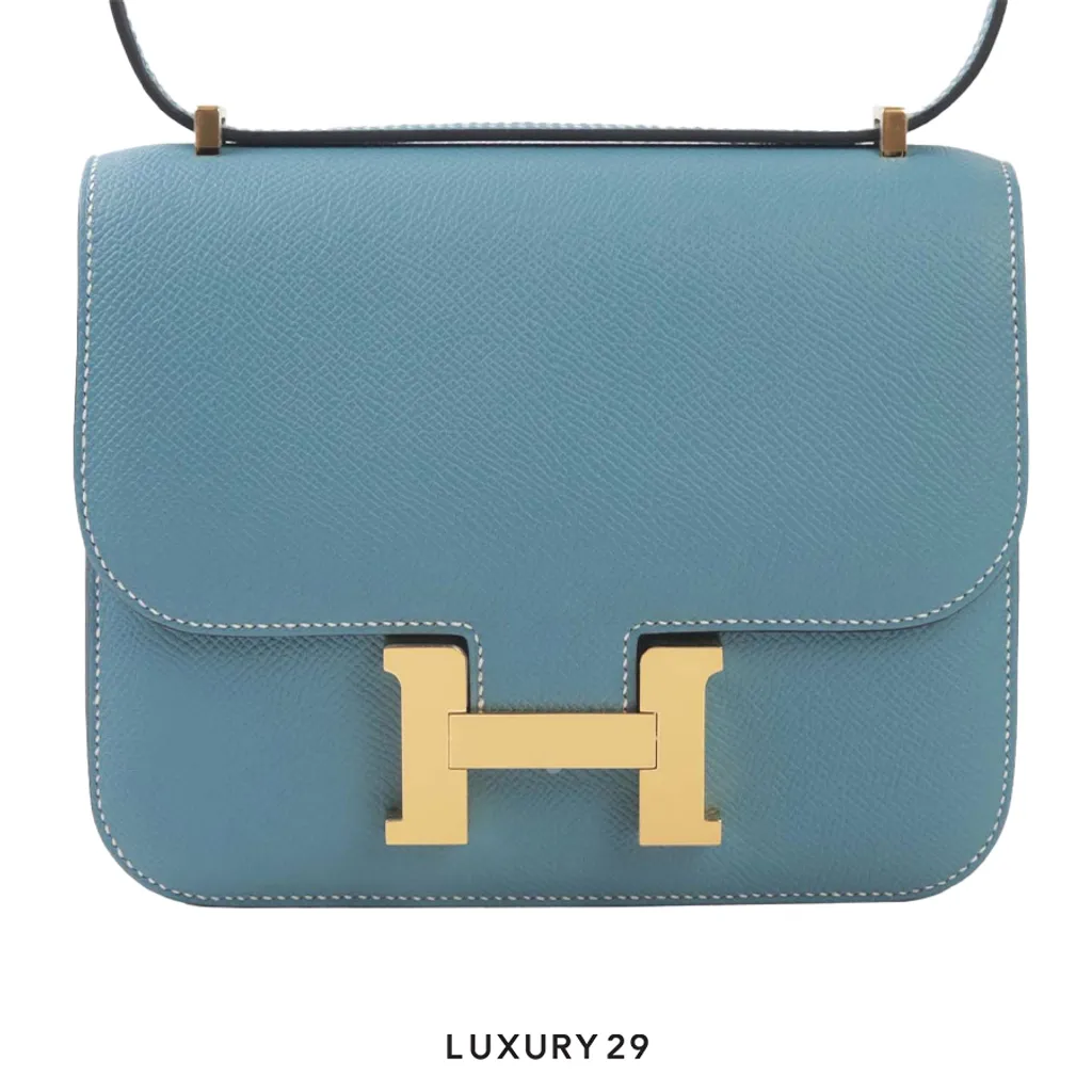 Hermes SAC Constance III Mini Gold Hardware Denim Effrange Blue Clair(Mini, Blue)