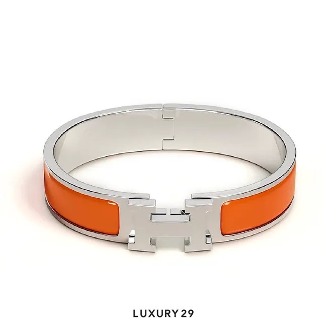 Hermes Clic H Bracelet Silver plated PM Orange fruite