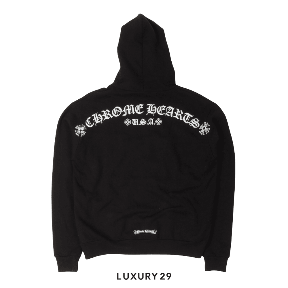Chrome Hearts T Bar Logo Hoodie Black/White(M, Black)