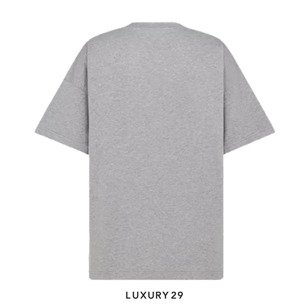 Dior T-Shirt Gray Slub Cotton Jersey(L, Grey)