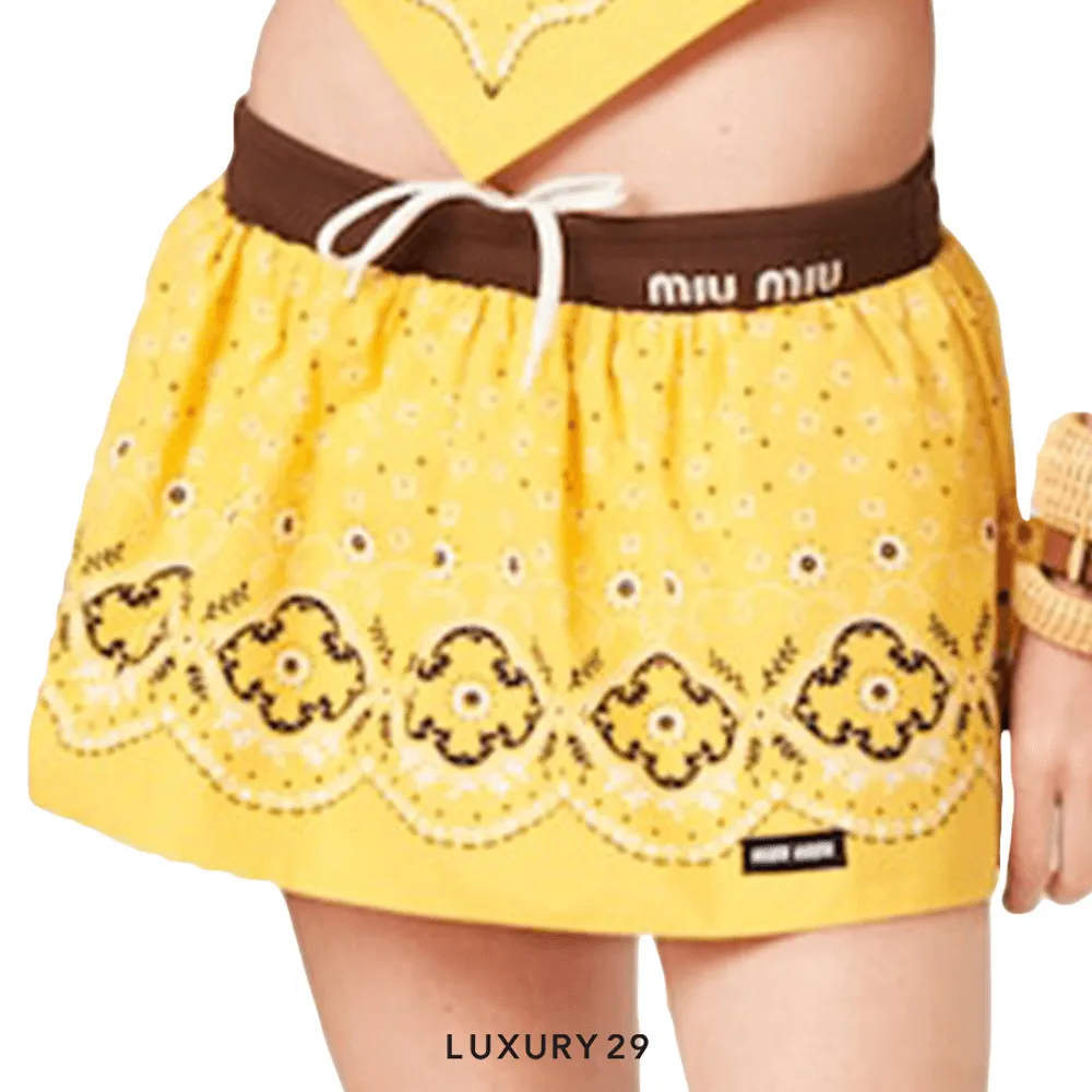 Miu Miu Printed poplin miniskirt Sunny Yellow(S, Yellow)