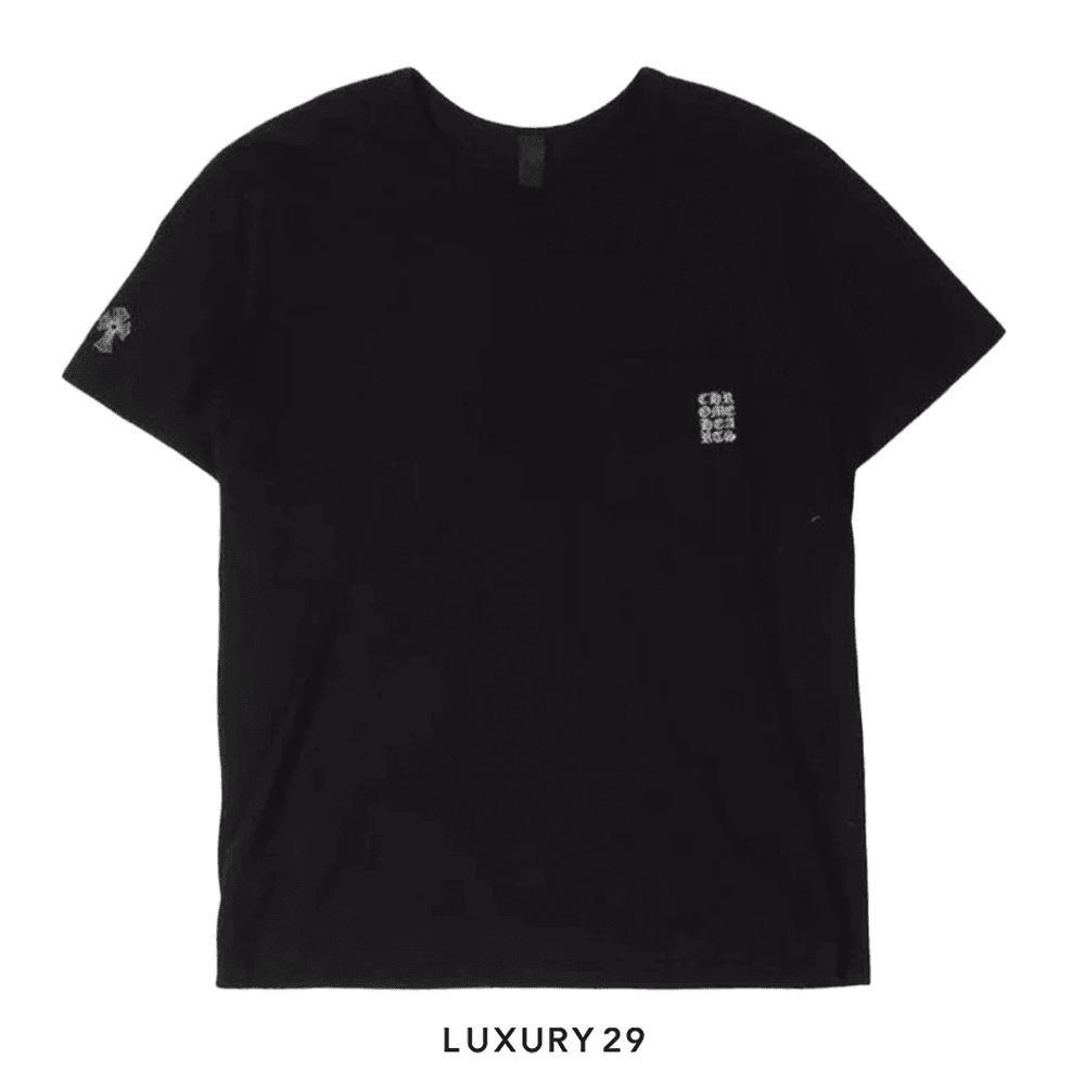 Chrome Hearts Embroidered Logo Pocket Tee T-Shirt Black(L, Black)