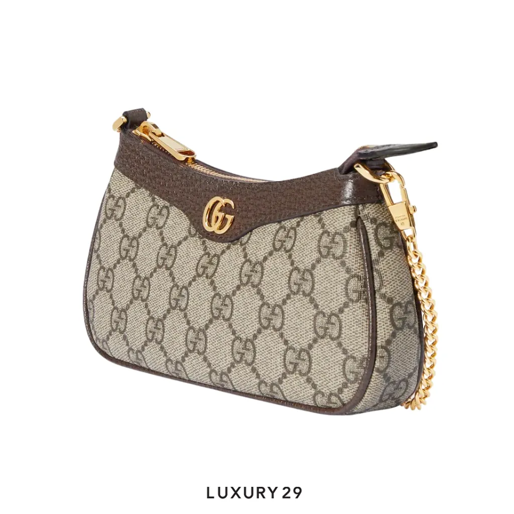 Gucci Ophidia mini bag Beige and ebony GG Supreme canvas(Mini, Brown)