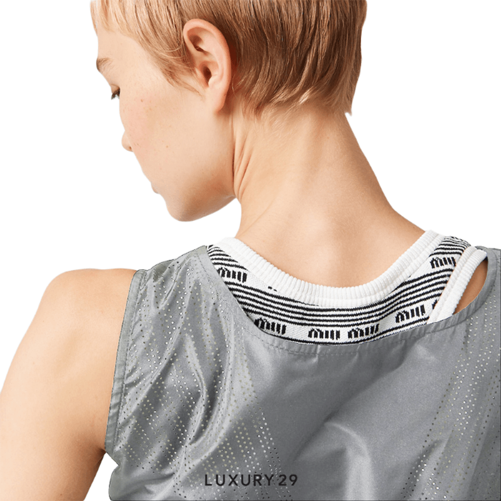MIU MIU Technical silk top(2XS, Grey)