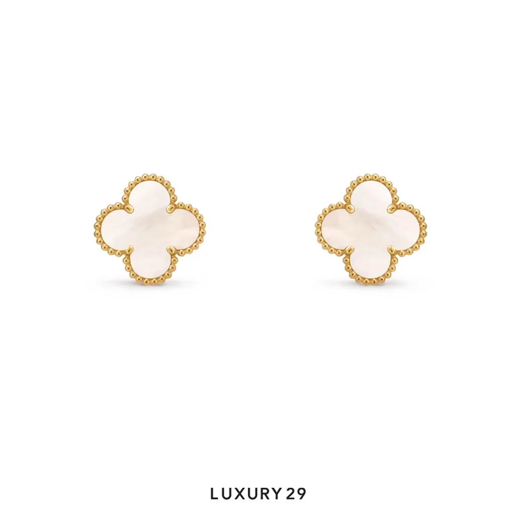 Van Cleef & Arpels Vintage Alhambra earrings 18K yellow gold, Mother-of-pearl(Free Size, White)