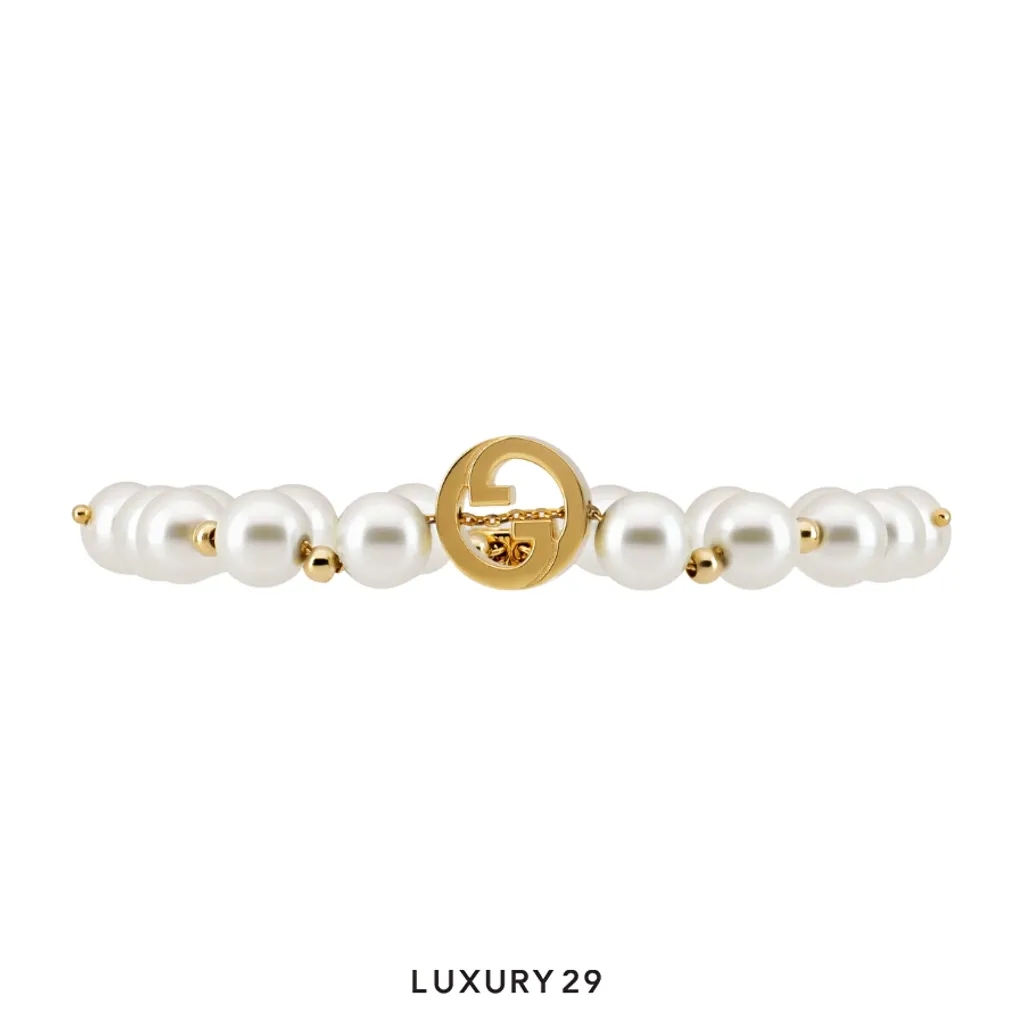 Gucci GG Interlocking pearl bracelet Gold(Free Size, Gold)