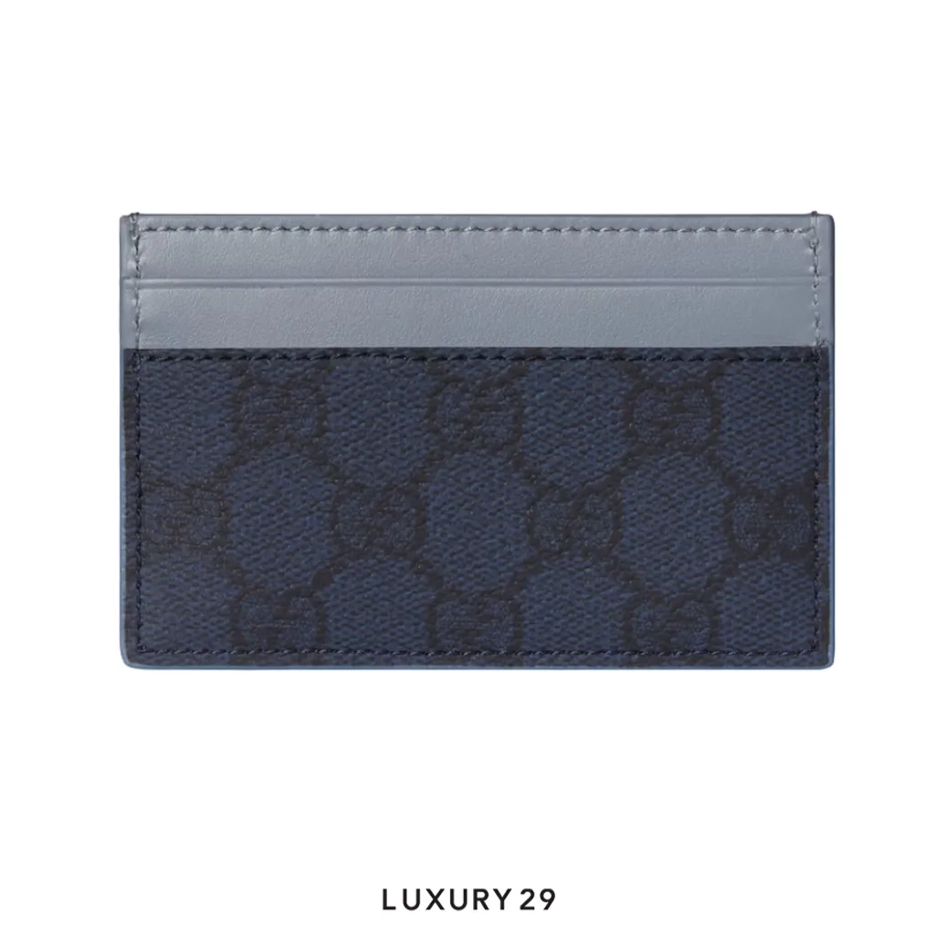 Gucci Dusty blue trim GG card case Blue(Small, Blue)