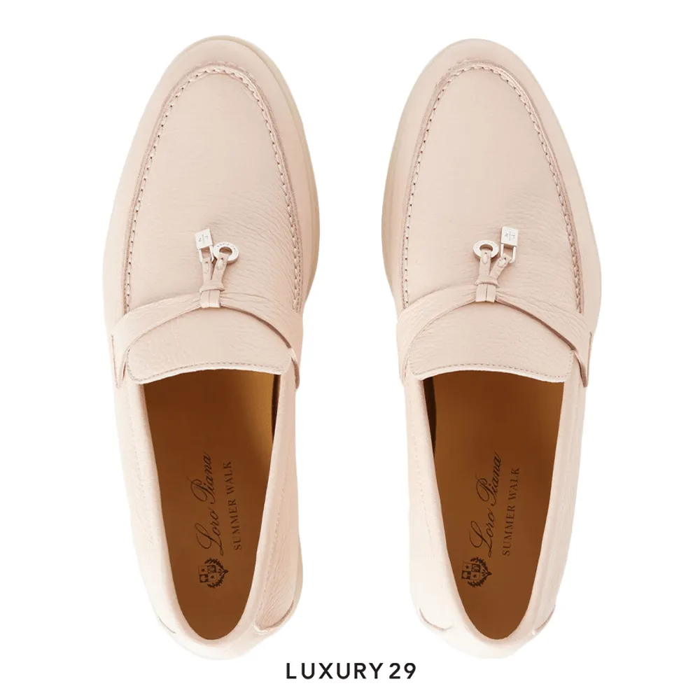 Loro Piana Summer Charms Walk Loafers Deerskin Plum Flower(37.5, Neutrals)