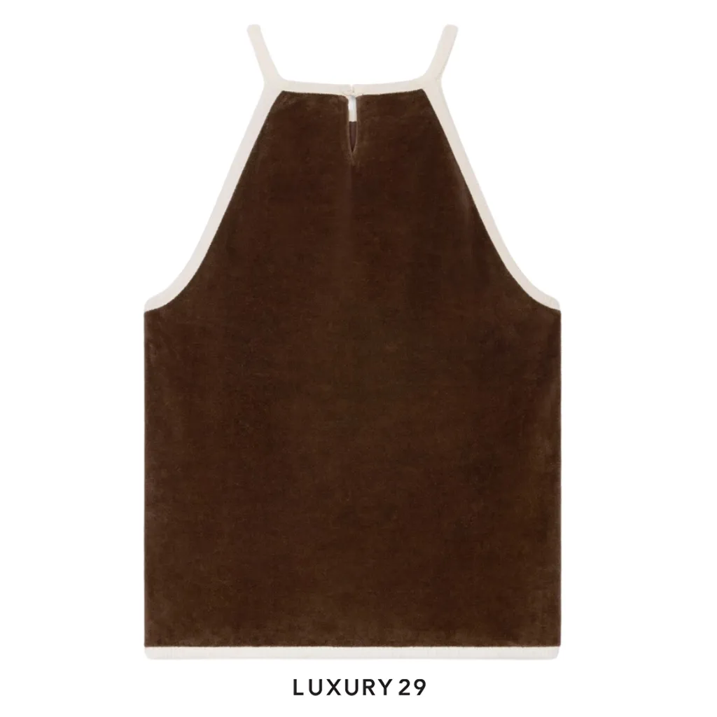 Celine triomphe tank top in velvet jersey Brown