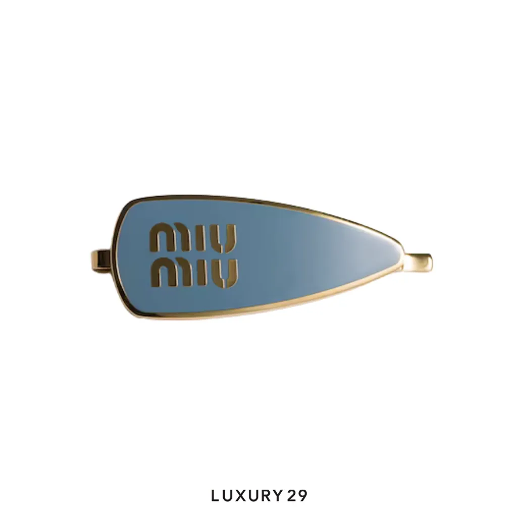 Miu Miu Enameled metal hair clip Light blue(Free Size, Blue)