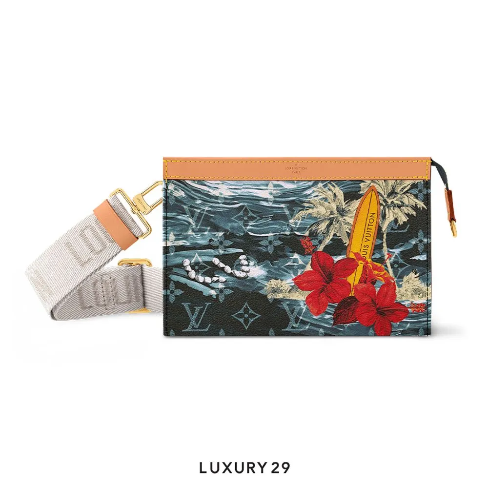 Louis Vuitton LV Gaston Wearable Wallet Monogram Surfin' coated canvas Navy Blue(Small, Blue)