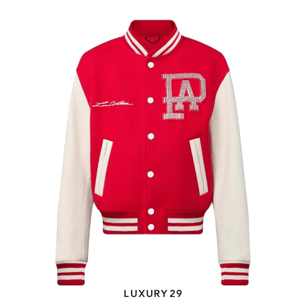 Louis Vuitton LV Mix Leather Varsity Blouson(M, Red)