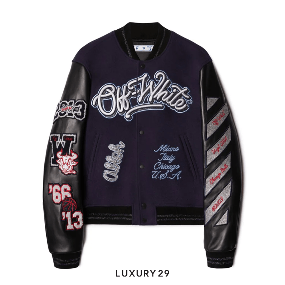 Off-White C/O Chicago Bulls Blue Varsity(2XL, Blue)