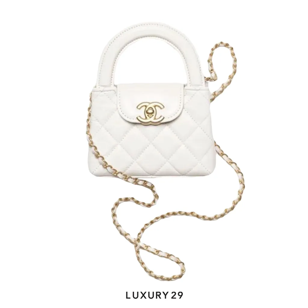Chanel Micro Shopping Bag White Gold Hardware(Mini, White)