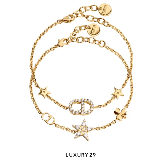 Dior Clair D Lune Bracelet Set Gold-Finish Metal and Sparkling Crystals