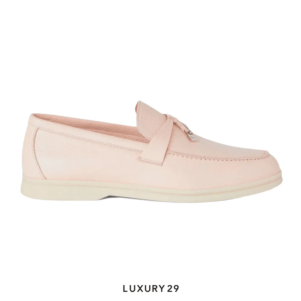 Loro Piana Summer Charms Walk Loafers Deerskin Plum Flower(37.5, Neutrals)