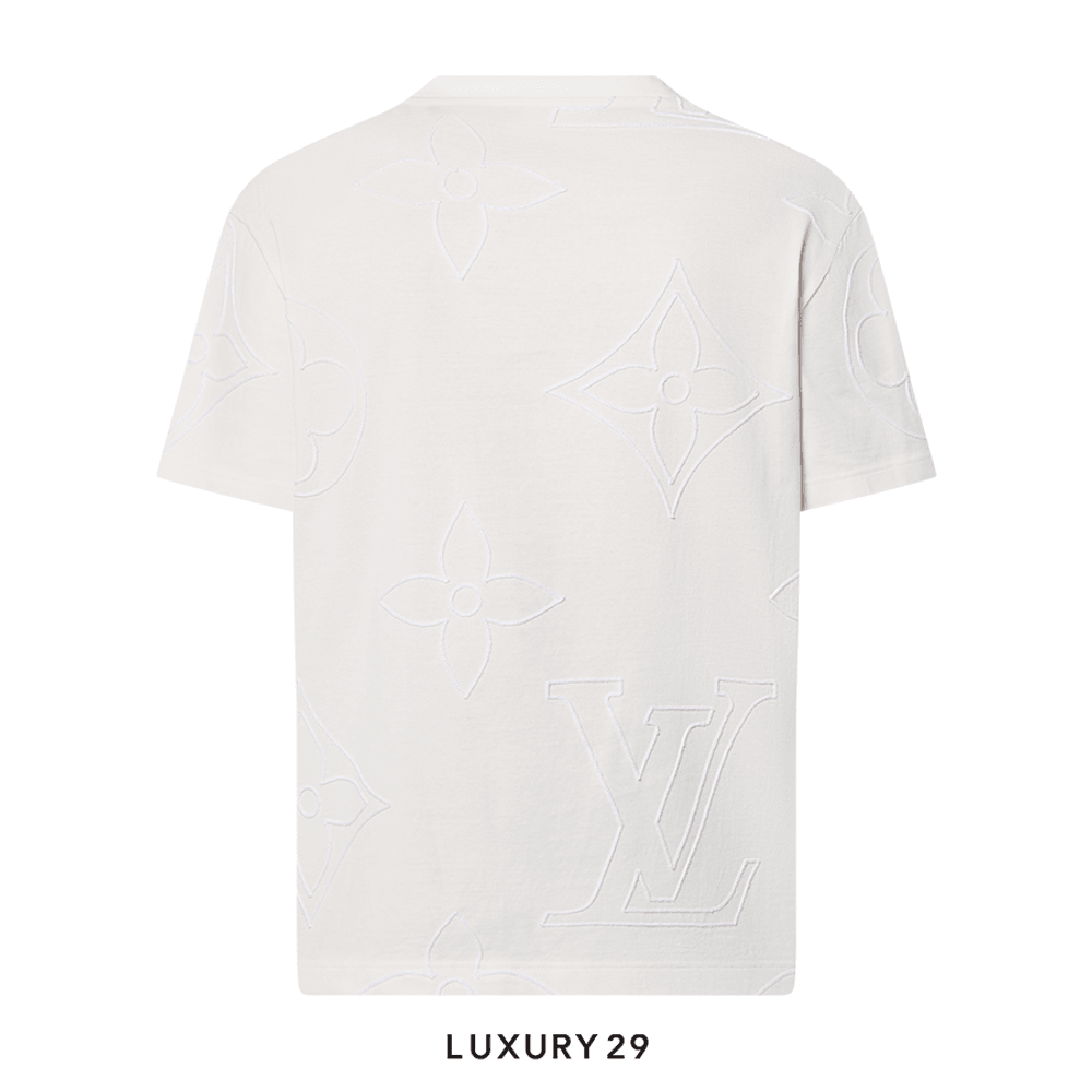 Louis Vuitton LV Monogram Embroidered Cotton T-Shirt White(M, White)
