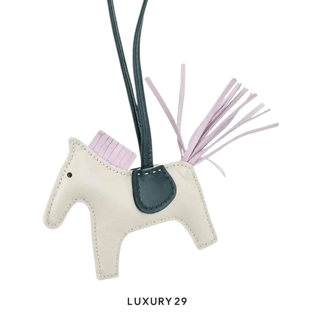 Hermes Rodeo PM charm Craie / Mauve Pale / Vert Cypres(Small, White)