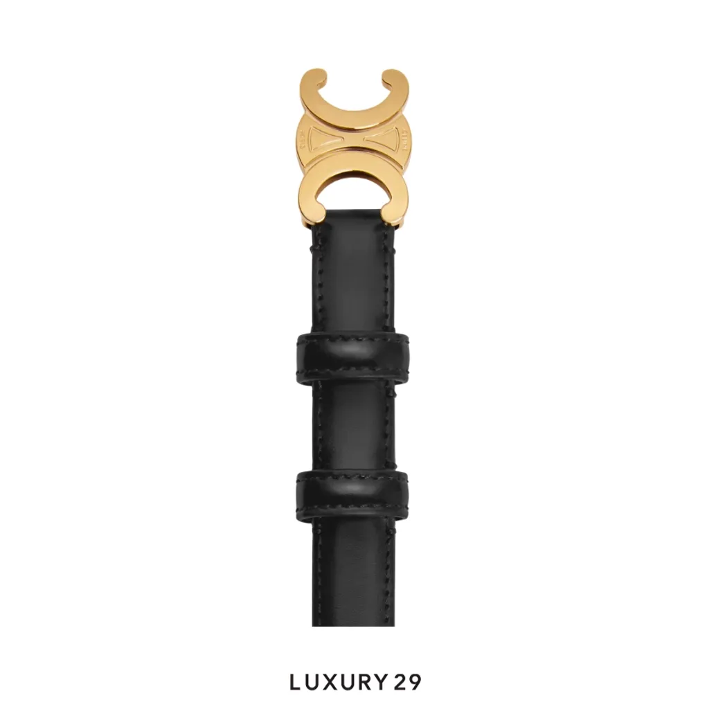 Celine Triumph Small 18MM belt Taurillon leather Black(75, Black)